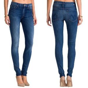 Mother High Waisted Looker Devil in a Blue Suit Straight Leg Jeans Size 25